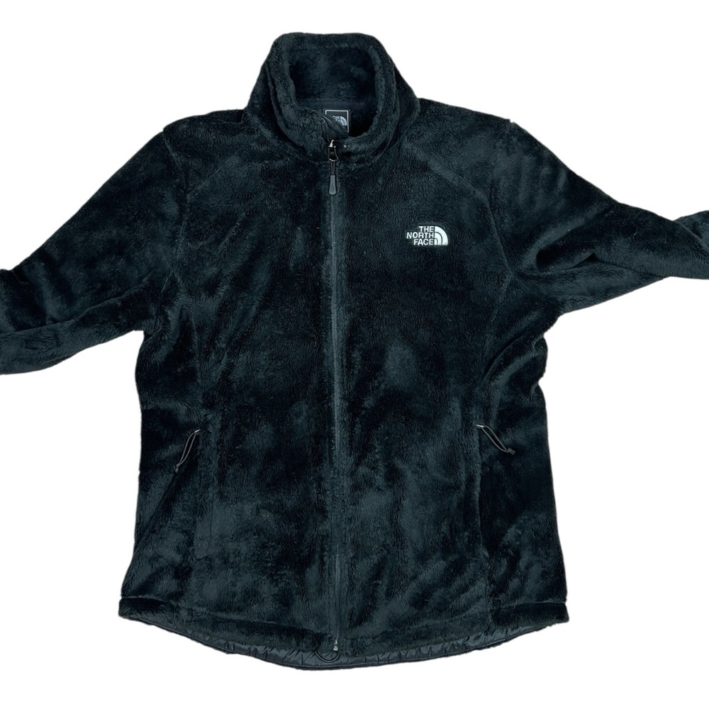 The North Face Sweater Womens Medium Black Full Zip‎ Fuzzy Adjustable Waist - Picture 3 of 14